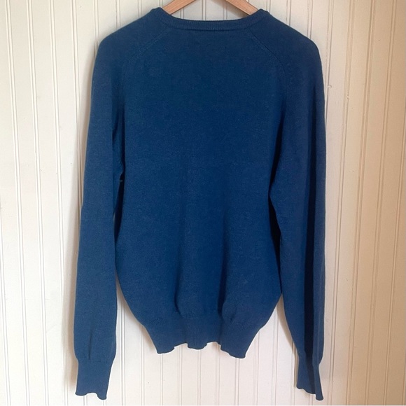 Alan Paine Blue 100% Lambswool V-Neck Sweater, Men’s Large - Picture 3 of 6